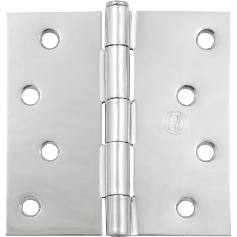 Charnières de porte 4 po, coin carré, Chrome poli
