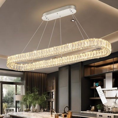 Modern Dimmable Crystal Led Long Chandelier