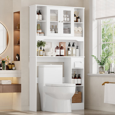 Aidie Freestanding Over The Toilet Storage Cabinet, Manufactured Wood Linen Cabinet 