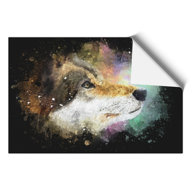 Abstract Wolf Paint Splash - Frameless Print, 21cm H x 30cm W x 0.1cm D