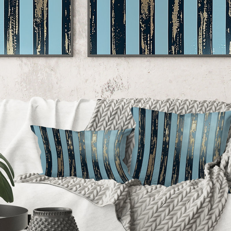 Coussin lombaire glamour Pinstripe II - Glam, Bleu / argent