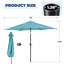 9 pi. Parasol de marché en polyester avec inclinaison et manivelle turquoise-1755218521