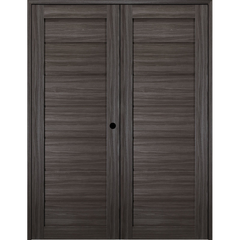 Porte intérieure pré-suspendue double Alda Active, Chêne gris, 47,75 po x 79,37 po, Gauche