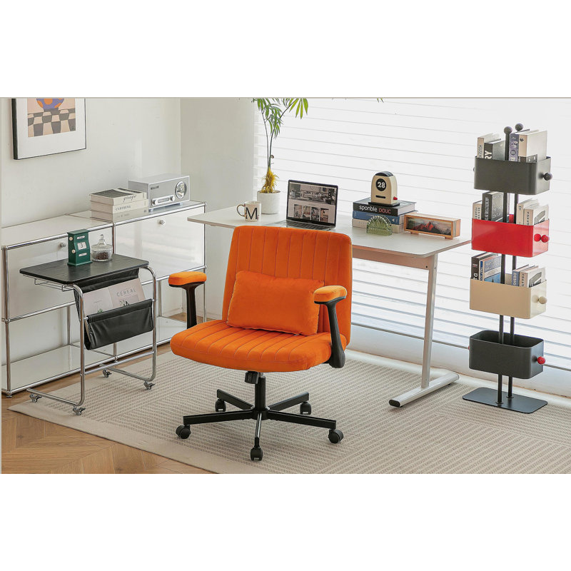Modern Armrest Office Chair, Computer Desk Chair with Wheels, Orange