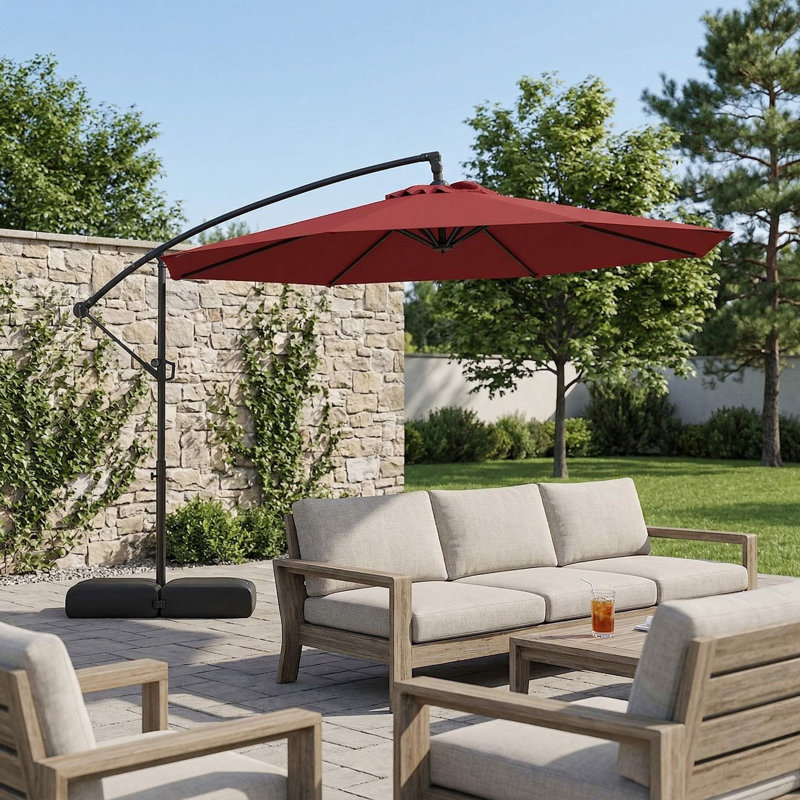 Parasol suspendu en porte-à-faux décalé 10 pieds résistant aux rayons UV avec base stable et inclinable pour un abat-jour de piscine