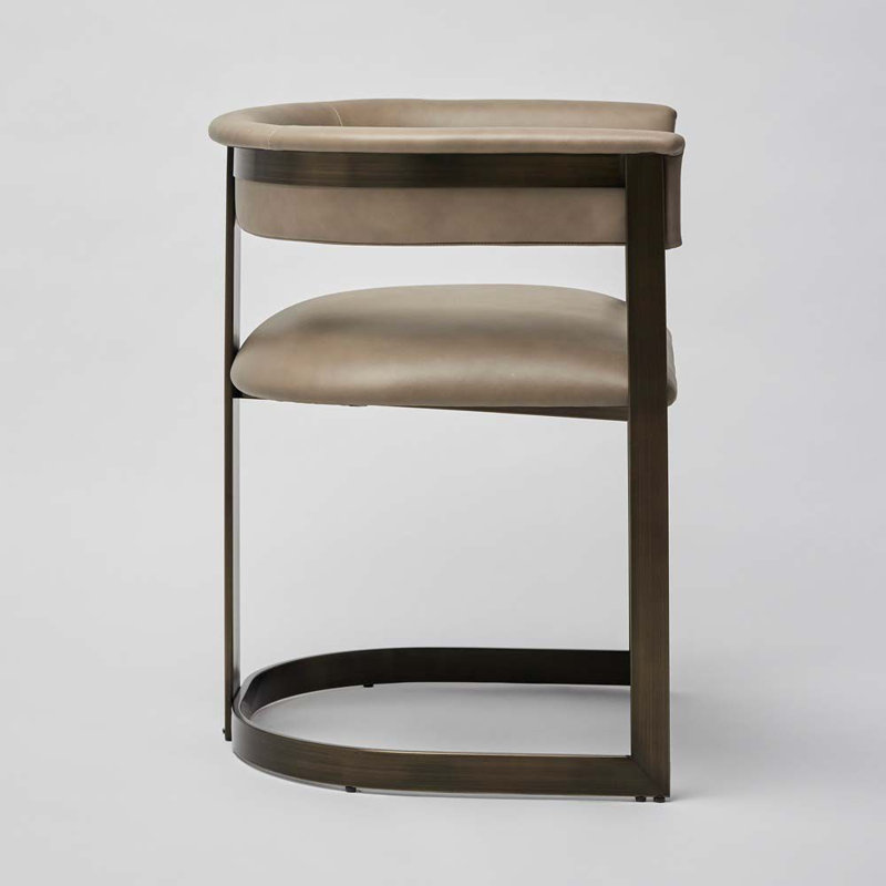 Darcy Leather Arm Chair, Fawn Taupe, Antique Bronze