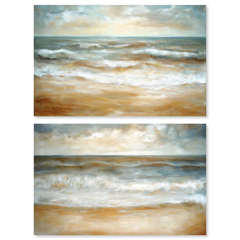 Tranquil Sea Set Canvas Set of 2 Calming Wall Art by , H 10 po x l 15 po, Toile tendue