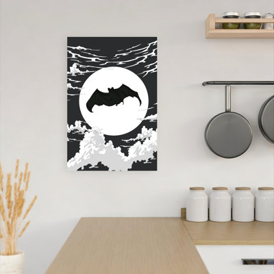 Chauve-souris volante Pleine Lune Gothique Abstraite Contemporaine Paysage de faune