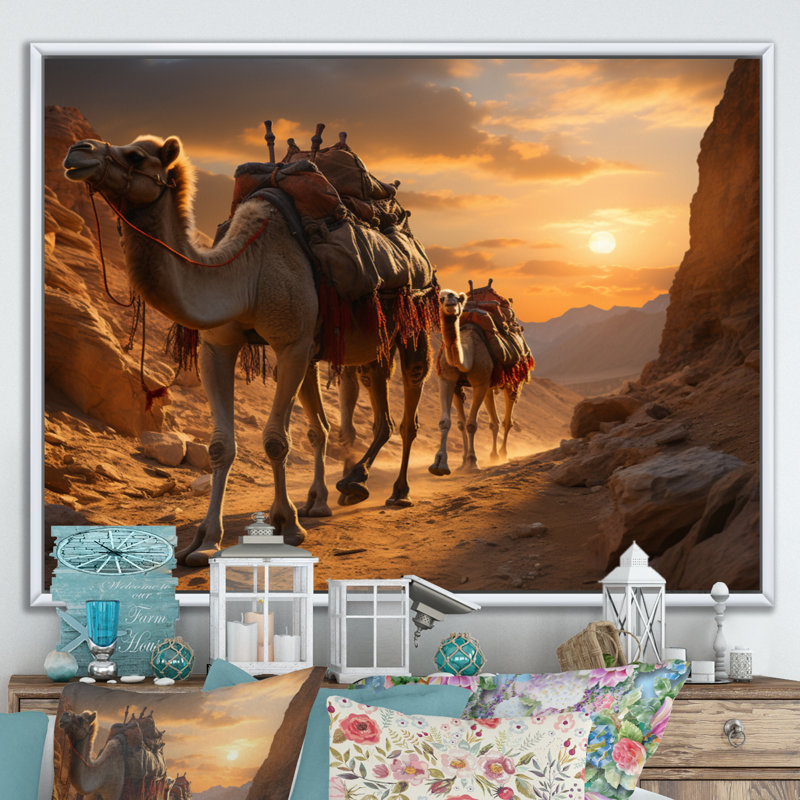 Asian Art Silk Road VI, reproduction d'art sur toile, H 24 po x l 32 po x P 1 po, Cadre flottant blanc