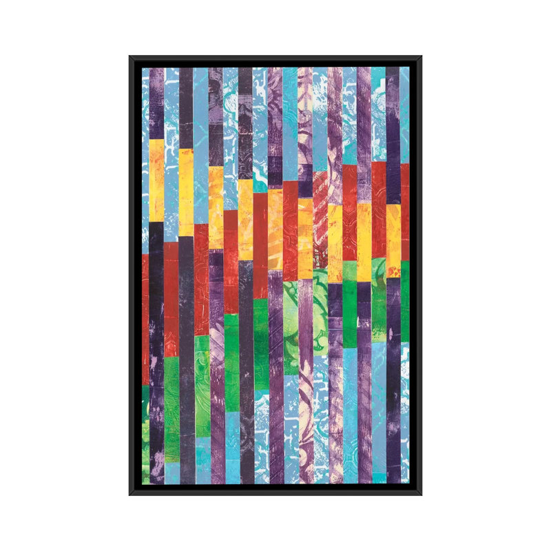« quilted monoprints i », impression sur toile, H 26 po x l 18 po x P 1,5 po, Toile avec cadre noir, Pas de tapis