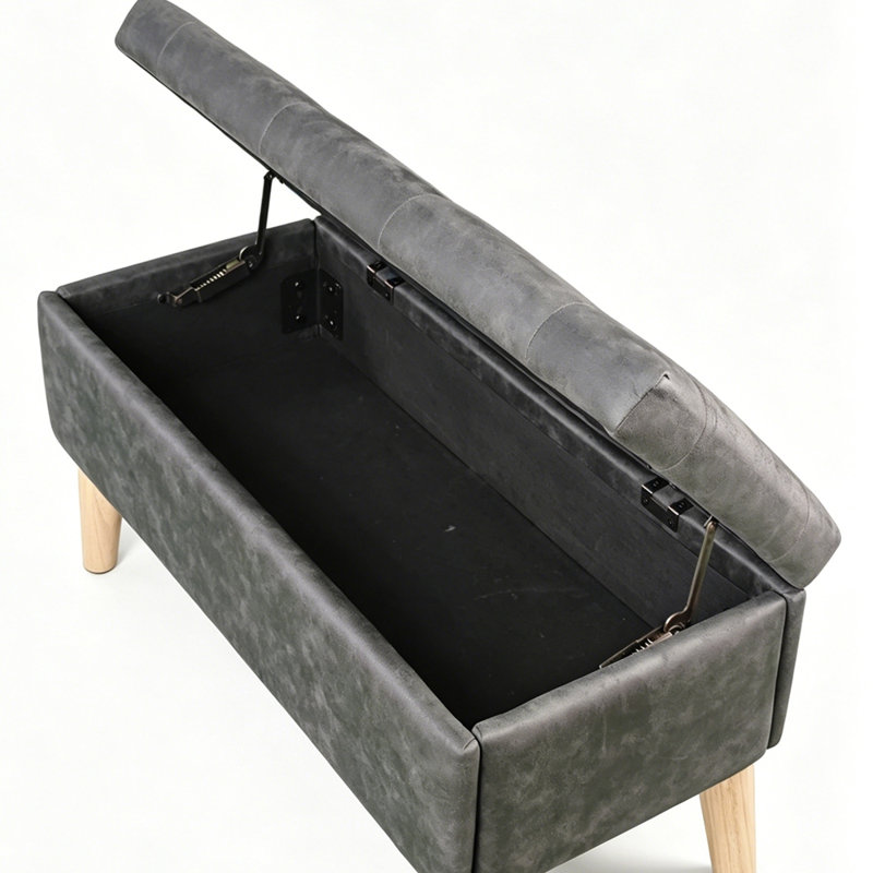 Banc de rangement avec repose-pieds de 32 po de largeur, Black