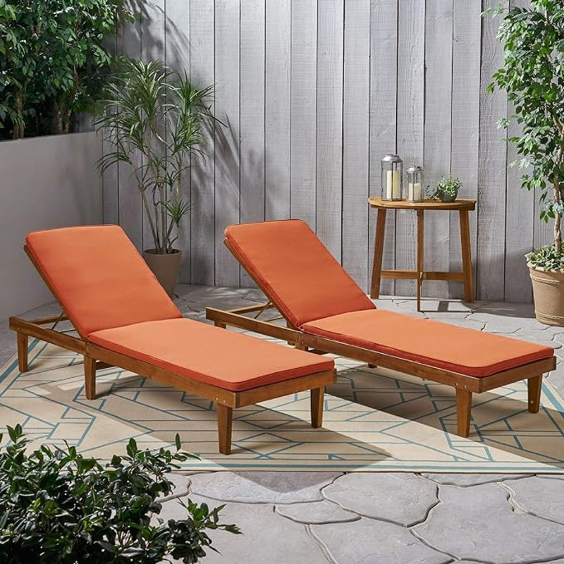 NADINE CHAISE LONGE, Orange, Teak, 2
