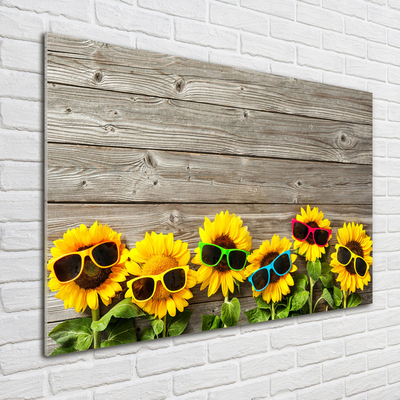 Sunflowers 1 Piece Wall Art on Glass