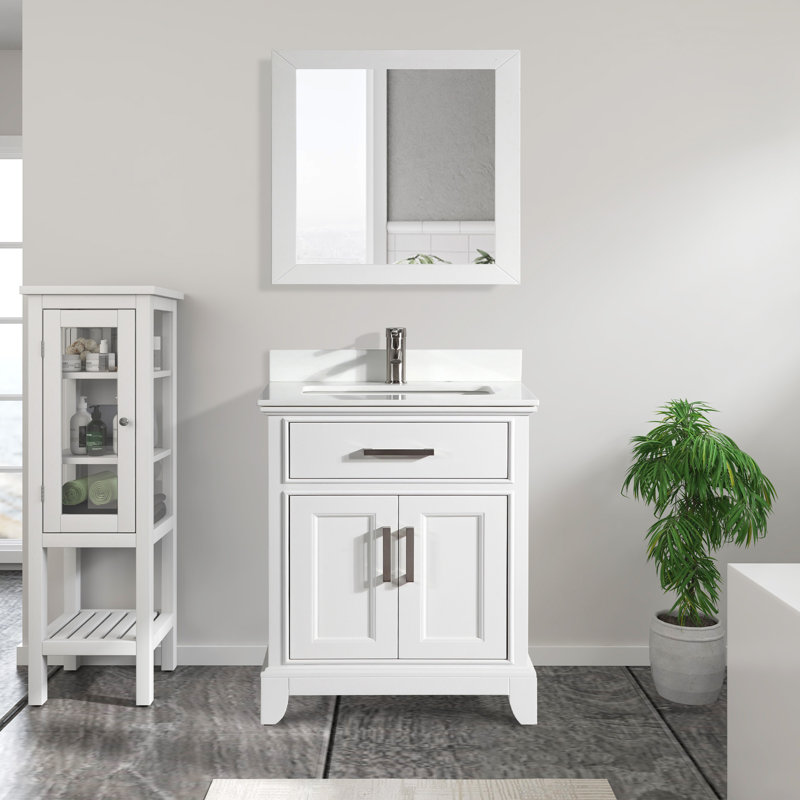 Valour 30" Single Bathroom Vanity Set with Mirror, White