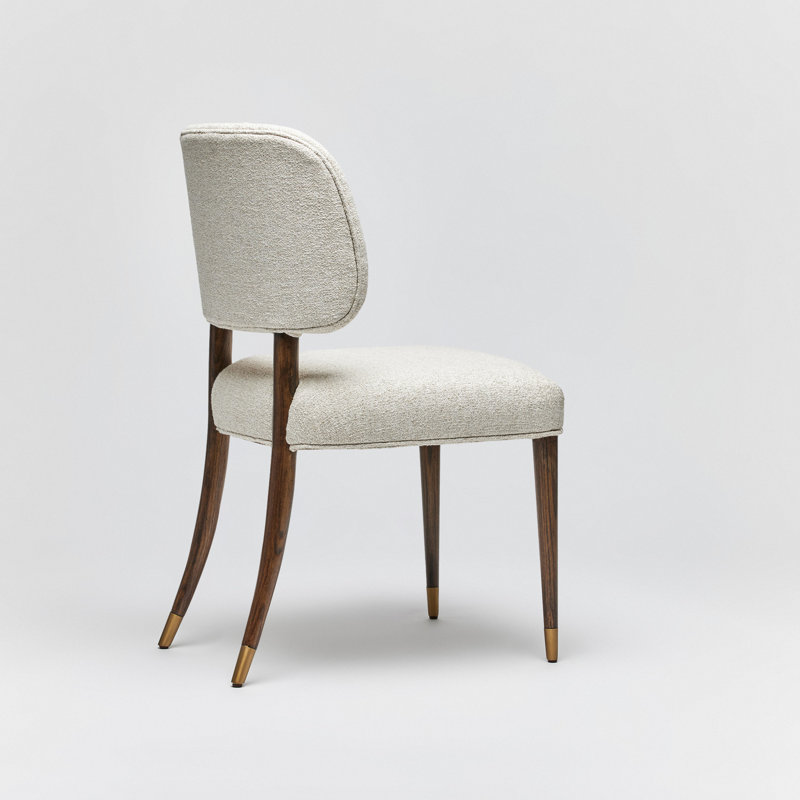 Serafina Upholstered Dining Chair, Brushed Brass/Walnut