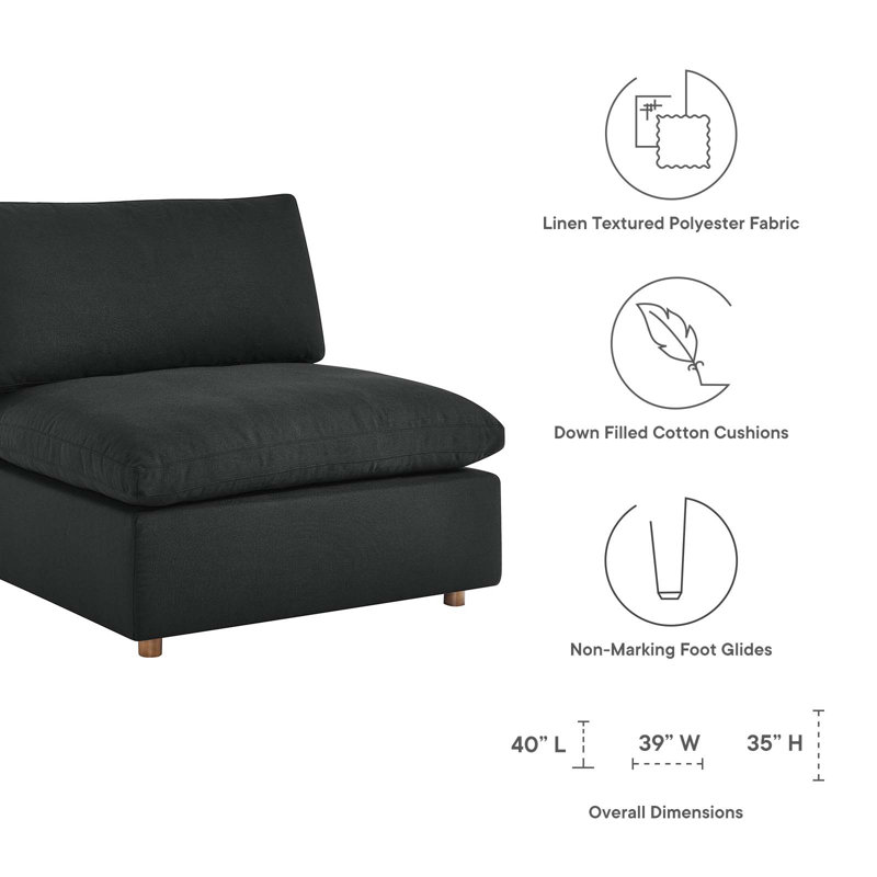 Modular Sectional Sofa Couch, Self-customization Design Sofa, 31.5" H x 116.9" W x 39" D, Polyester Blend Black