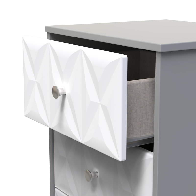 San Jose Bedside Table, White Matt/Dusk Grey