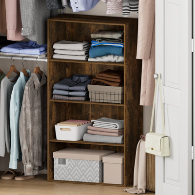 Organisateur de rangement pour garde-robe Tizian, organisateur de garde-robe à 4 niveaux, rangement pour garde-robe avec tablettes ouvertes, pour garde-robe, salle d'étude, couloir, pin ambre