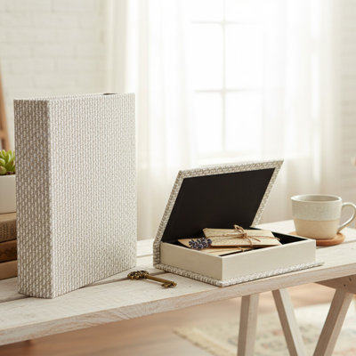 Haight Woven Fabric Storage Book Set Of 2 Beige