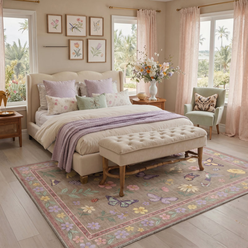 Tapis intérieur rose / brun Adonis Vespera, Rectangle 9 pi x 12 pi