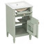 Meuble-lavabo autoportant avec lavabo, pieds en bois massif, tablette réglable, tiroir inclinable, boutons en alliage de zinc pour petits espaces-2044890412
