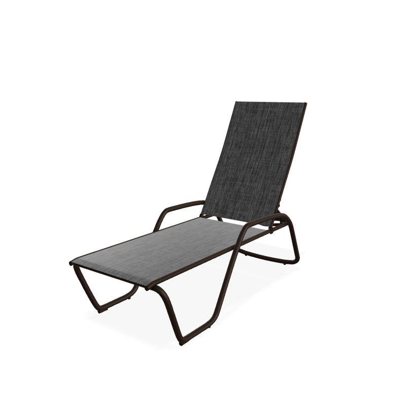 Outdoor Rust-Resistant Metal Chaise Lounge, Textured Kona, Augustine Shadow