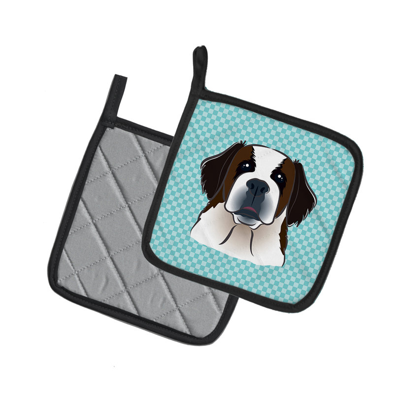 Cuisinier poignée saint-bernard caroline Checkerboard, Bleu