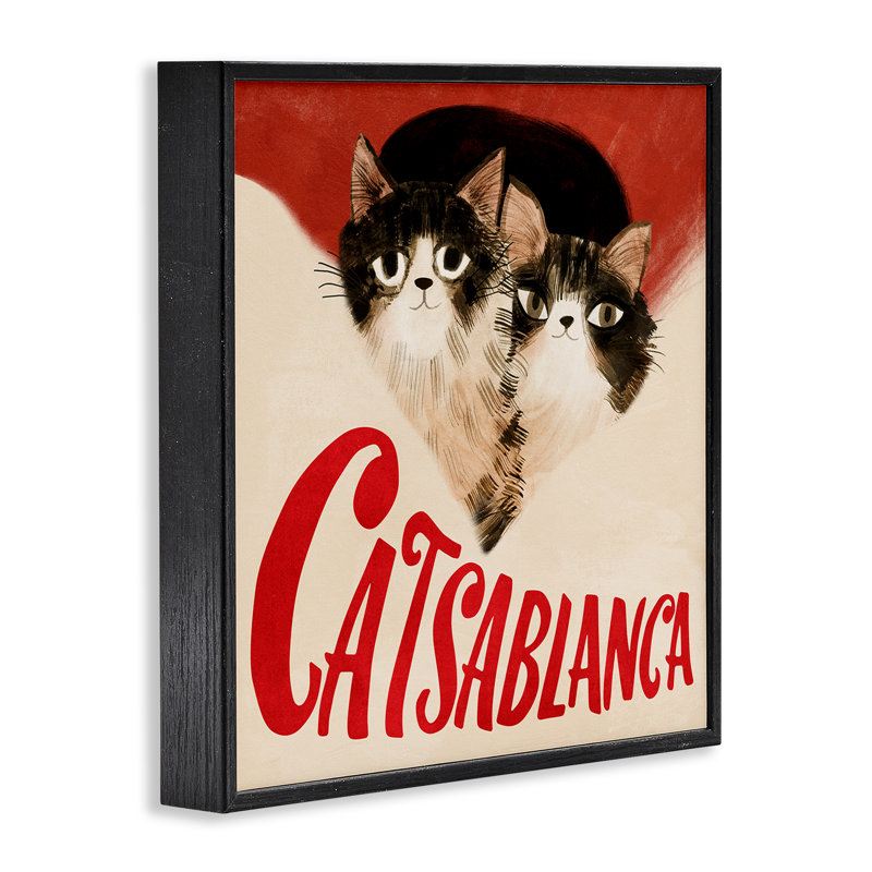 Cats Casablanca, Giclée encadrée noir minuit, H 12 po x l 12 po