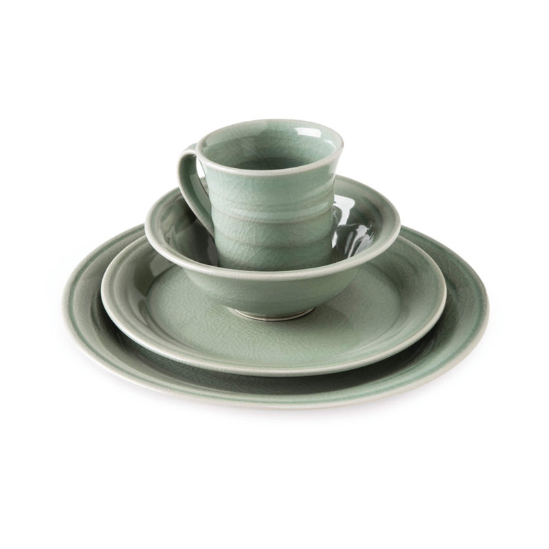 Belmont Handmade Stoneware Dinner Plate, Crackle Celadon