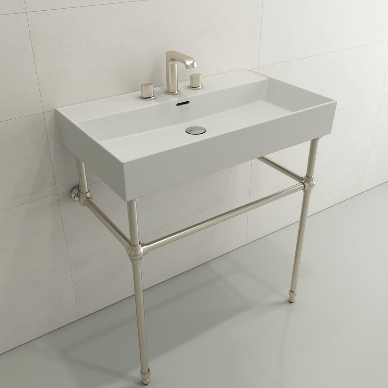 Milano 31.69'' L Bathroom Sink, Matte White, Single-Hole