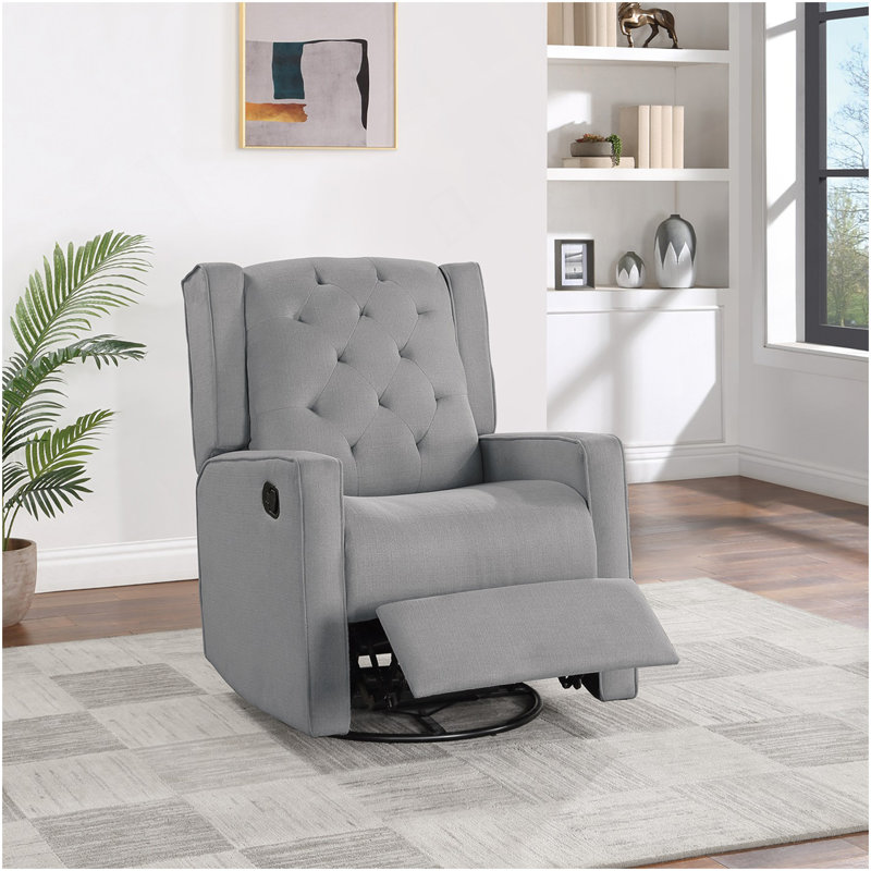 Fauteuil inclinable contemporain pivotant en polyfibre 1 pièce, Gris foncé