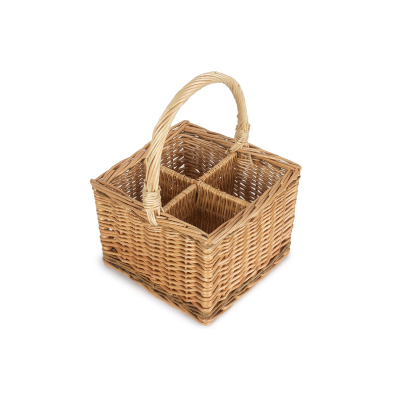 Wicker 4 Bottle Drinks Carrier Basket