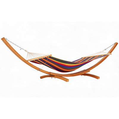 Superior Heavy Duty Curved Wood Hammock Stand – All-Purpose Weatherproof Wooden Frame with Chains & Carabiners – Indoor Outdoor Patio Backyard Use – Supports Up to 475 lbs – 12.5ft