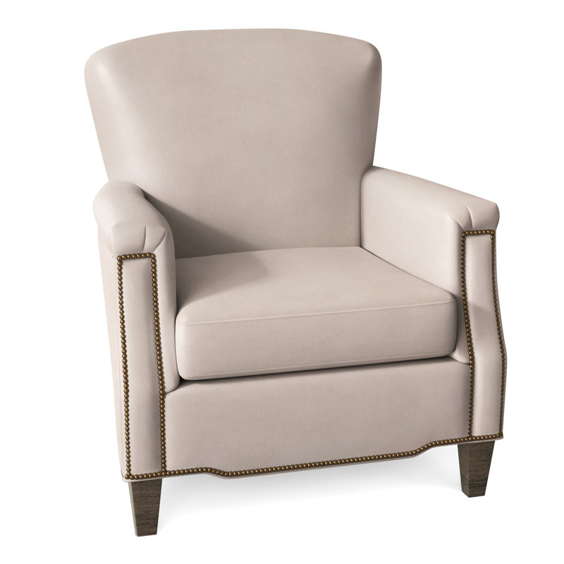 Vincent Armchair, French Natural, Rio Mineral Genuine Leather, Cobblestone
