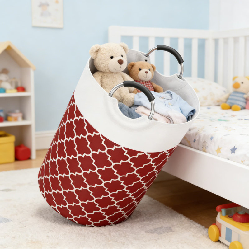 Panier à linge pliable en tissu de grande capacité avec poignées en aluminium, bac de rangement cylindrique pour la maison, le bureau, le dortoir, un organisateur polyvalent