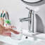 Basin Sink Mixer Tap Cloakroom Mono Single Lever Bathroom Chrome Tap Fixing Kits
