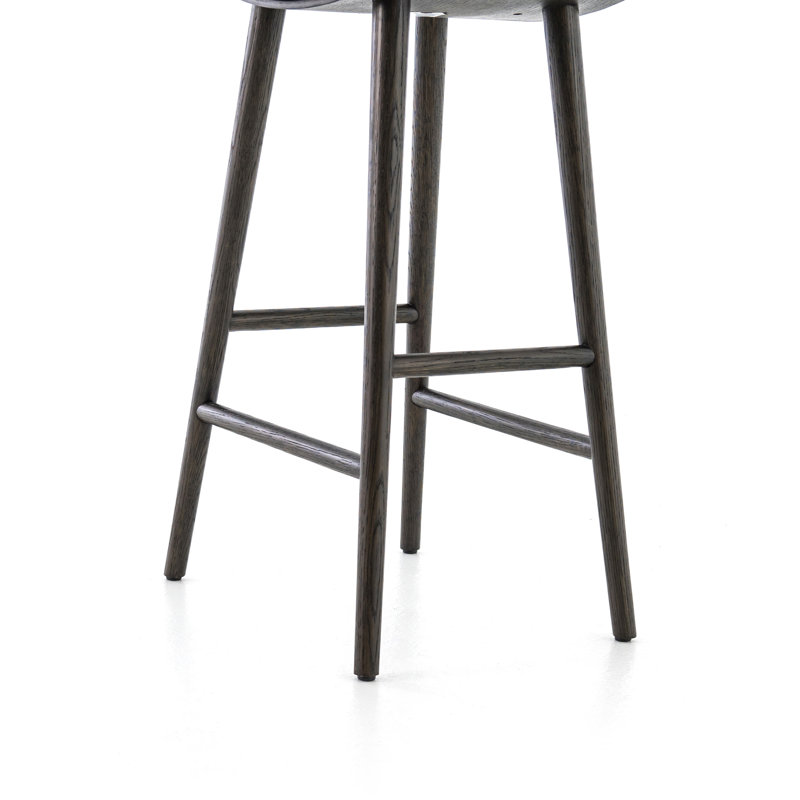 Union Wallis Belfast Solid Wood Stool, Counter Stool (26" Seat Height), Rayon/Viscose - Essence Natural/Black Parawood