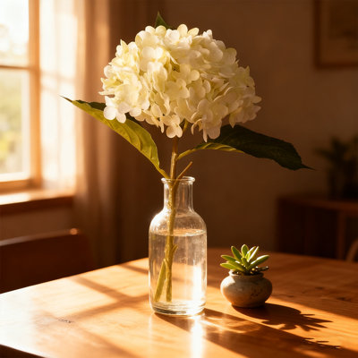 5Pcs Faux Hydrangeas Fake Flowers Artificial Hydrangea Flower With Stems Bouquets Arrangement For Home Table Centerpieces Wedding Baby Shower Birthday Party Decoration