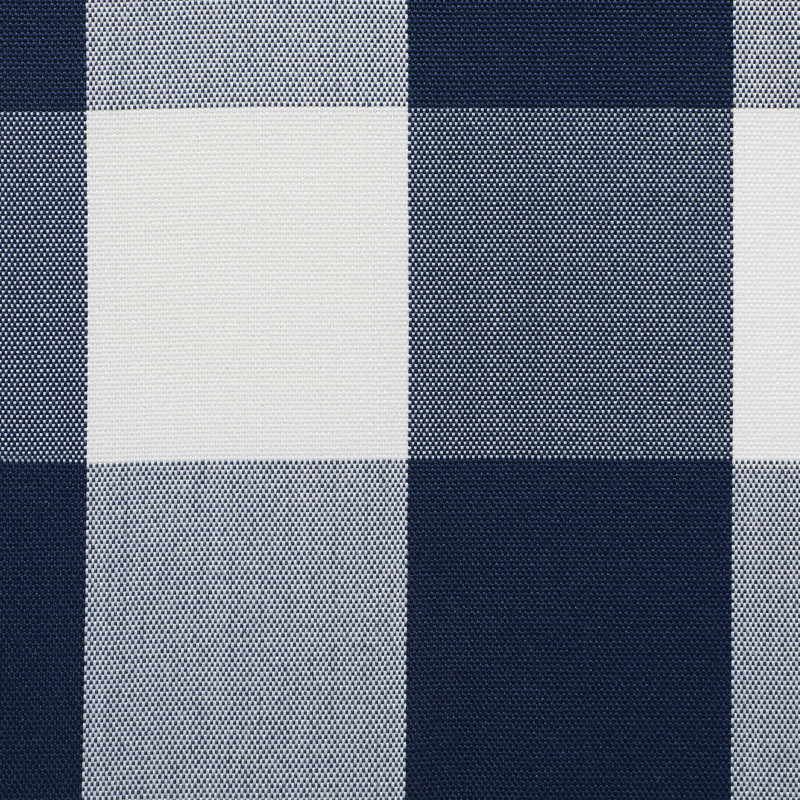 Anges Upholstered Barrel Chair with Ottoman, Blue Gingham Polyester