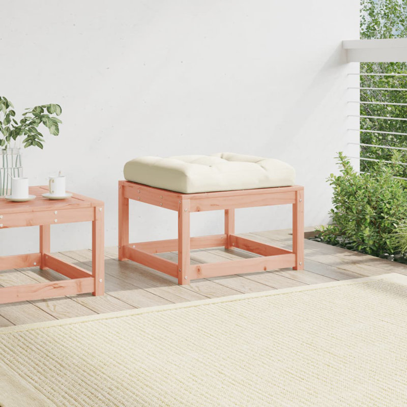Garden Footstool with Cushions Solid Wood Douglas