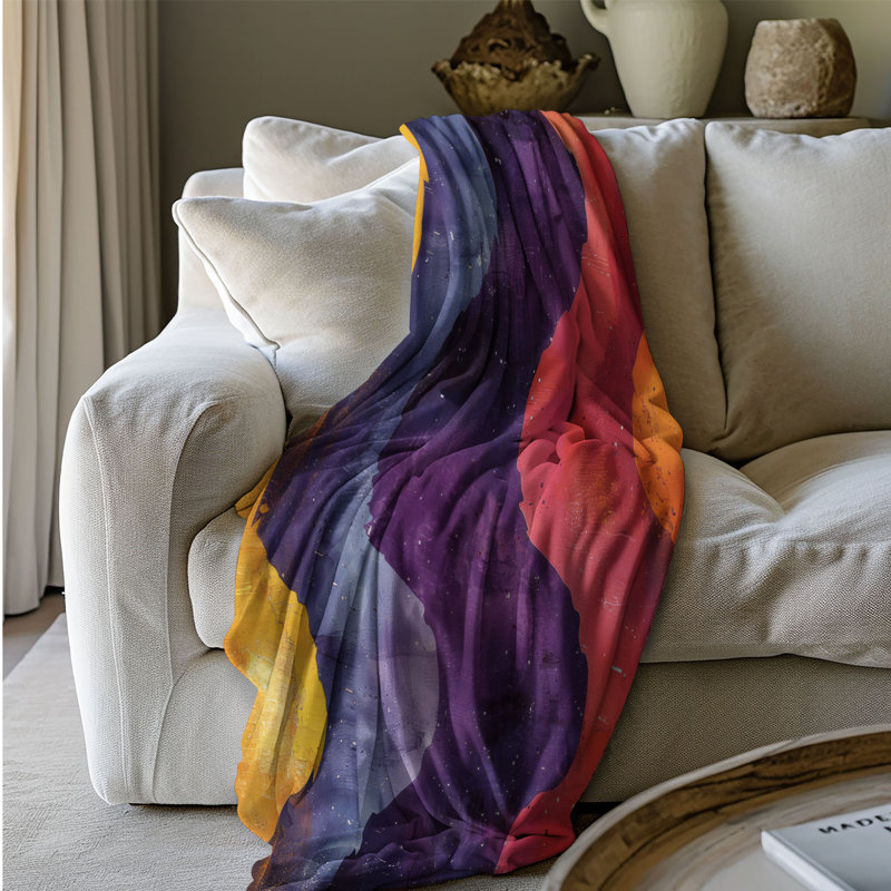 Mauve rétro - couverture sherpa de qualité supérieure 1 pièce, Grand lit