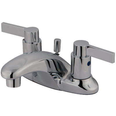 Kingston Brass NuvoFusion Two-Handle 3-Hole Deck Mount 4" Centerset Bathroom Faucet with Plastic Pop-Up