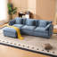 Canapé modulaire en L à 3 places en chenille avec pour bureau, convertible en différentes configurations, éponge haute densité et banc à ressorts en acier bleu, chenille, bricolage facile