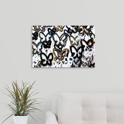 « papillon de fond ii », peinture sur toile