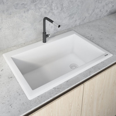 Ruvati 33 x 22 inch epiGranite Drop-in Topmount Granite Composite Quartz Single Bowl Kitchen Sink