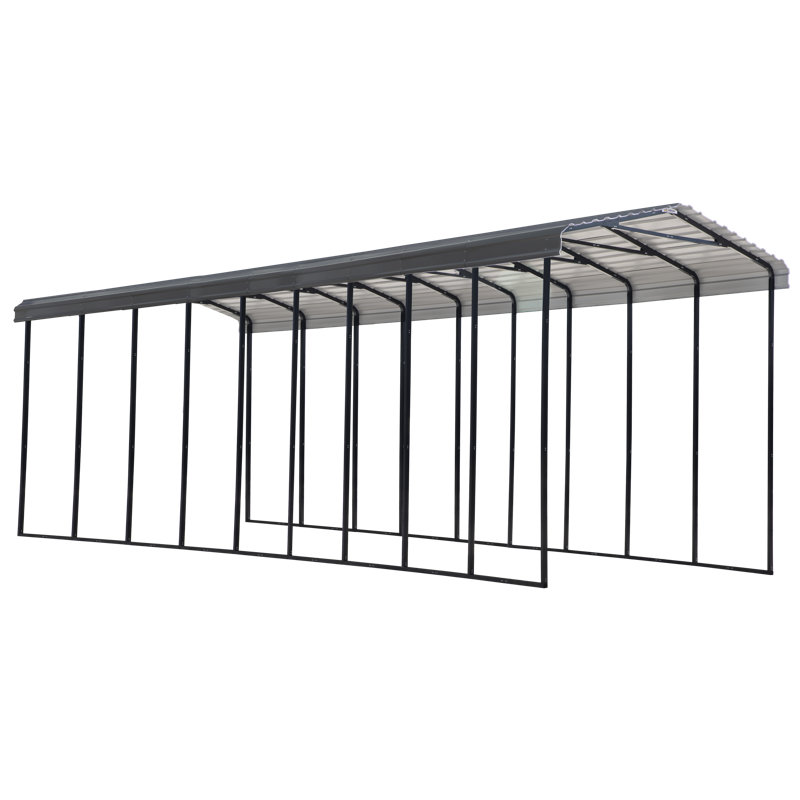 Abri de voiture en acier galvanisé 14 x 42 x 14, Gris anthracite