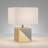 Severin 18.5" Tall Gold-Dipped Concrete Table Lamp with Fabric Shade in Gold and Concrete/White