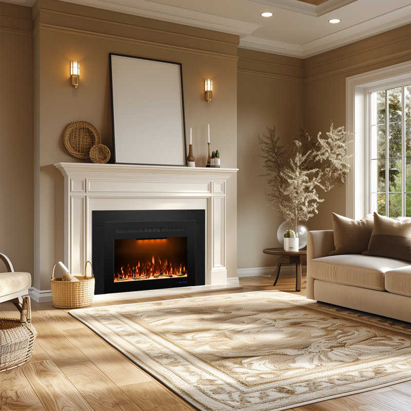 Aeric Electric Fireplace Insert With Trim Kit, 26.59"H x 44.55"W x 8.24"D