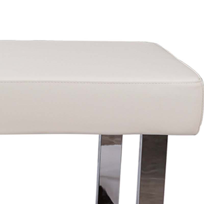 Cialan Faux Leather Upholstered Bench with Stainless Steel Frame, Black, 18.1" H x 16.1" W x 55"D