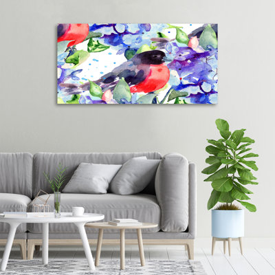 Bird And Flowers - Wrapped Canvas Print